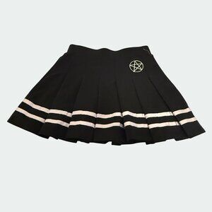 Pleated Mini Skirt Twee Large Pentagram Emblem Y2K Goth Emo Academia Witchy Edgy